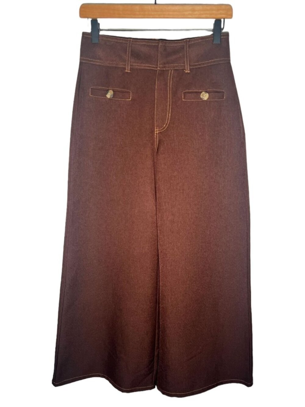 HOBBS London Wide Leg High Waist Trousers Brown Front Pockets Career Pants 2
